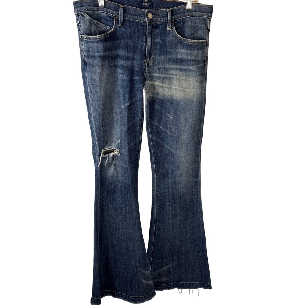 Agolde Women's Madison 70's Ultra Flare Starwood Distressed Y2K Jeans A024B-2062